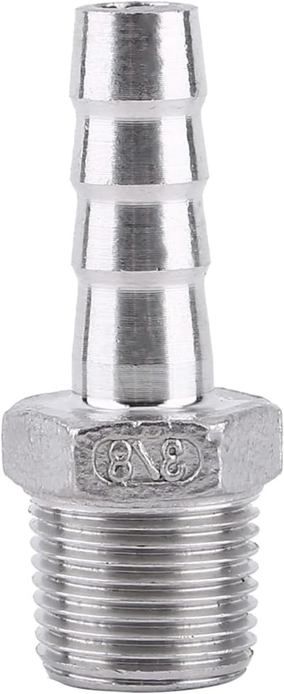 RVS Slangconnector met Mannetje Draadadapter voor Luchtpijp - 3/8x10mm Slangverbinding en Koppeling voor Tuin en Industrie