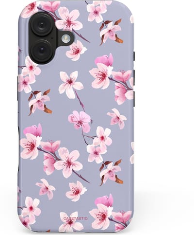Casetastic hoesje geschikt voor Apple iPhone 16 - MagSafe - Dubbellaagse bescherming - Bloemsem Bries - Fashion Case - Zilver Lichtroze Lila