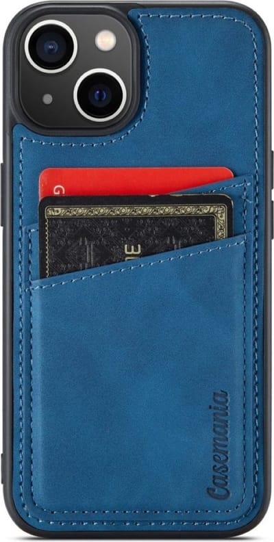 Suede back cover met pasjes vakje - Geschikt voor iPhone 13 Pro - Suede/TPU backcover - Blauw