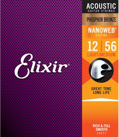 Elixir Strings NANOWEB - Akoestische Gitaarsnaren - Phosphor Bronze - Medium Light Gauge - 12-16-24-35-45-56