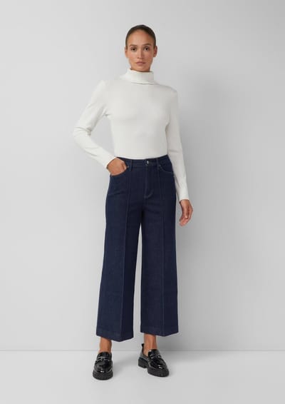 s.Oliver - female - Suri culotte jeans / normale pasvorm / hoge taille / wijde pijpen / biezen