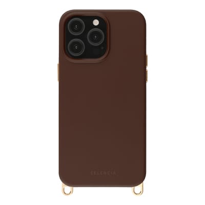 Selencia Hoesje - Geschikt voor iPhone 14 Pro - Rivièra geschikt voor MagSafe Backcover met afneembare haakjes - Choco Brown