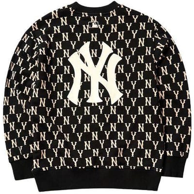 MLB New York Yankees All Over Letter Logo Crewneck Sweatshirt Unisex sweatshirt Zwart 3AMTM0614-50BKS S black