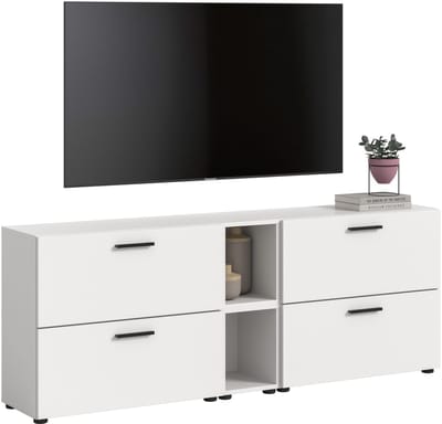 Moderne wooncombinatie in wit - Ruime opbergkast met 2 deuren - Stijlvolle woonwand - 176cm
