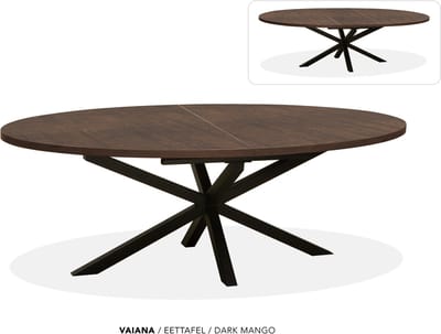 Maxfurn - Ovale uitschuiftafel 180/240 | Zeer krasvast | Kleur: Dark Mango