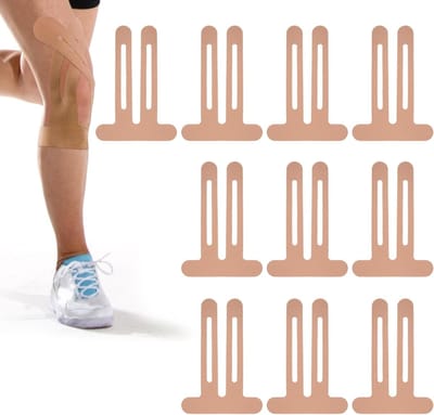 Set van 10 Vooraf Geknipte Kniebanden, Ondersteuning voor Kniepijn, Sporttape, Spierpatches, Ideaal voor Blessurepreventie en Herstel