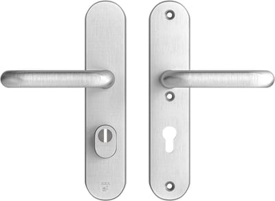 AXA Veiligheids Deurbeslag set - Oval Plus - Deurkruk Aluminium - Kruk U - PC72 met kerntrekbeveiliging - SKG3 - Schild