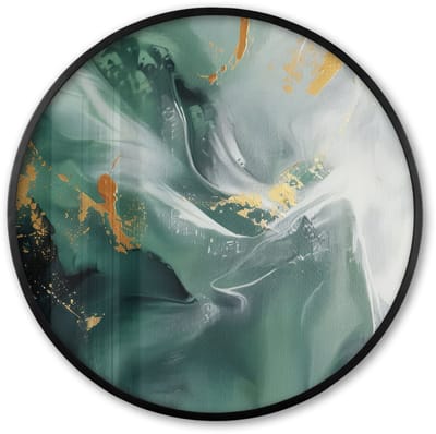 Poster in lijst Rond - Fotolijst 60x60 cm - Posters - Groen - Modern - Marmer - Abstract - Ronde posterlijst zwart - Decoratie - Wanddecoratie woonkamer - Muurdecoratie slaapkamer