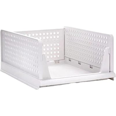 Stapelbare Opbergmand Plastic Groot Open Lade Kledingkast Kledingcontainer voor Slaapkamer Woonkamer white