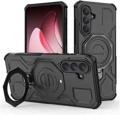 Hoesje geschikt voor Samsung Galaxy A56 | Compatibel met MagSafe / Qi2 | 360° Draaibare Magnetische Standaard | Back Cover Kickstand Ring | Zwart