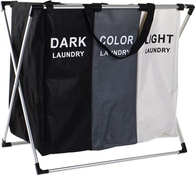 Items Wasmand Profi- 3x opvang waszak - 60 liter compartimenten - 61 x 33 x 67 cm - aluminium frame