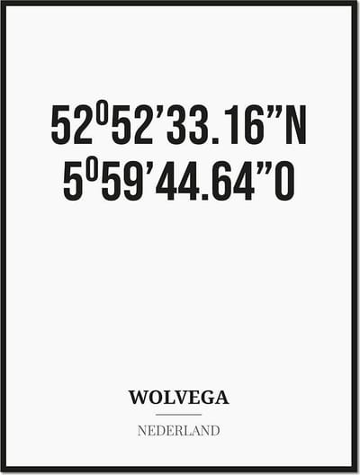 Poster/kaart WOLVEGA met coördinaten