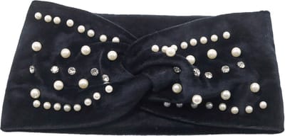 Emilie collection – Haarband – Zwart – Fluweel – Parels & Strass – Luxe Afwerking