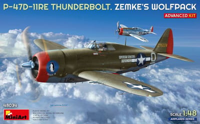 MiniArt Modelbouwpakket Vliegtuigen - 48034 Republic P-47D-11RE Thunderbolt - Zemke#039 Wolfpack Advanced Kit - Propellervliegtuig Plastic - 1:48 - Modelbouw
