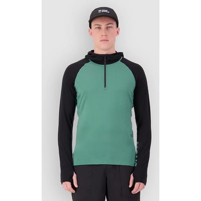 Mons Royale Temple Merino Long Sleeve Hood Thermo Shirt blauw