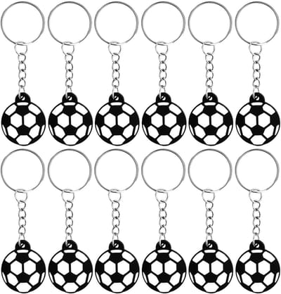 Voetbal sleutelhangers - Mini voetbal - Cadeau geven - Zachte pvc - 12 stuks - Wit