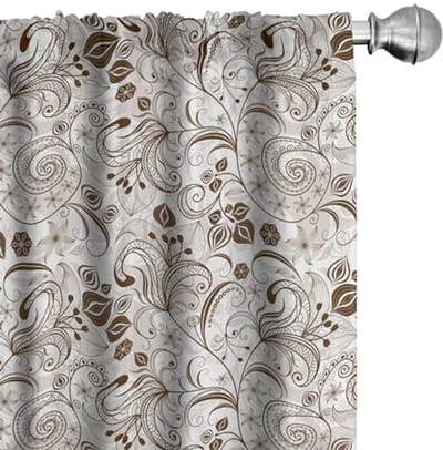 ABAKUHAUS Chocolade Voorhangen – Gordijnen – 2x75x245 cm – Bruin/Wit