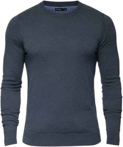 OMBRE Trui - Regular Fit - Viscose - Lange Mouw Marineblauw Gemêleerd S