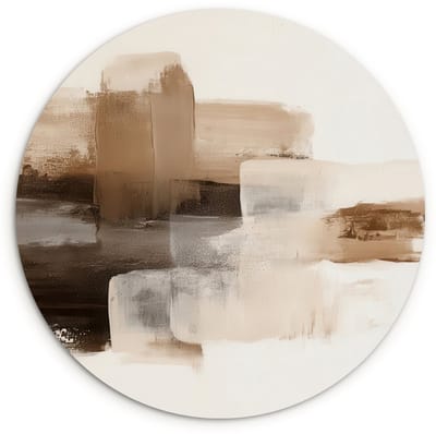 WallCircle® Wandcirkel 120x120 cm - Muurcirkel Penseelstreken - Abstract landschap - Rust - Muurdecoratie woonkamer - Wanddecoratie slaapkamer - Kamer decoratie accessoires - Ronde schilderijen XXL
