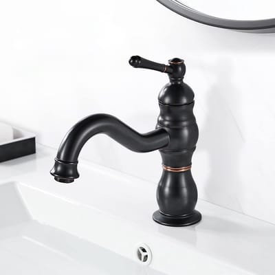 Dailygoody - Wastafelarmatuur - Mat Zwart - Elegante Retro - Draaibaar - Eénhandige Mengkraan - Badkamer - Messing