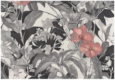 WALLARENA - Fotobehang - 150x105 cm - Vintage bloemen en bladeren voor slaapkamer en salon, vliesbehang