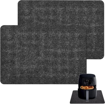 Hittebestendige mat voor luchtfriteuse 2-pack, antislip viltmat 44 x 30 cm - zwart
