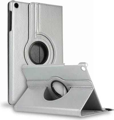 Book Cover Geschikt voor: Samsung Galaxy Tab A7 10.4 (2020) T500 / T505 Multi Stand Case - 360 Draaibaar Tablet hoesje - Tablethoes Zilver + 1x Screenprotector