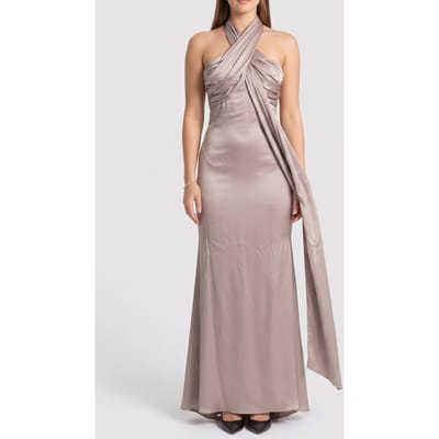 GUESS Aretha Halter Knot L Velvet Taupe Taglia: 36 | Maxi abiti Outlet | Donna | Nero
