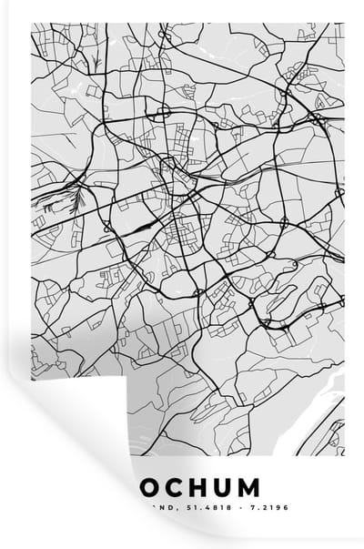 Muurstickers - Sticker Folie - Duitsland - Stadskaart - Plattegrond - Bochum - Kaart - 20x30 cm - Plakfolie - Muurstickers Kinderkamer - Zelfklevend Behang - Zelfklevend behangpapier - Stickerfolie
