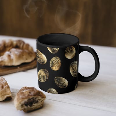 Magische Mok - Foto op Warmte Mokken - Koffiemok - Eieren - Goud - Patroon - Magic Mok - Beker - 350 ML - Theemok