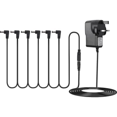 Gitaar Effectpedaal Voedingsadapter met 6-weg Daisy Chain-kabel Stroomkabel Rechte Hoek UK Plug