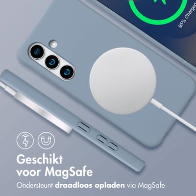 imoshion Hoesje - Geschikt voor Samsung Galaxy S24 / S25 - Color Backcover met afneembaar koord Magnetische Ring - Ash Blue