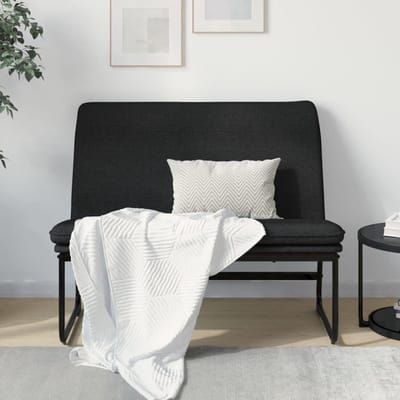 Stoffen bank - Zitbank woonkamer - Ontspannen zitten - Metalen frame - 100x75x76 cm - Zwart