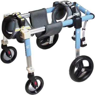 Huisdier Mobiliteit Kar - Honden Rolstoel - Ondersteuning Lopen - Verstelbaar Frame - 4 Wiel - Blauw