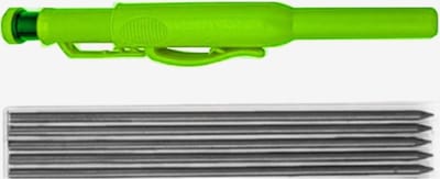 Kbstronics - markeerpotlood - timmermanspotlood - met potlood houder - bouwpotlood - inc 5x navulling - ingebouwde puntenslijper -