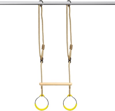 Trapeze Schommel - Klimtouw Gymringen - Binnen Buiten Spelen - Verstelbaar Montage - 39x148cm Touw 1cm - Willekeurig