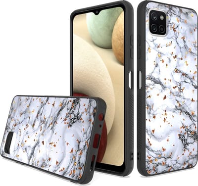 LuxeBass Siliconen hoesje met print geschikt voor Samsung Galaxy A22 5G - Marmer White - telefoonhoes - gsm hoes - telefoonhoesje