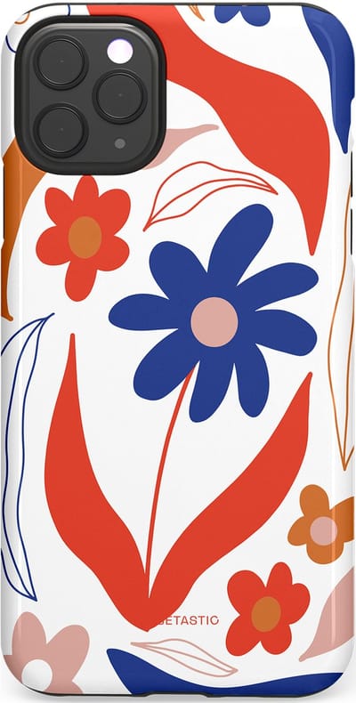 Casetastic hoesje geschikt voor Apple iPhone 11 Pro Max - Dubbellaagse bescherming - Kleuren in bloei - Fashion Case - Wit Rood Perzik Donkerblauw