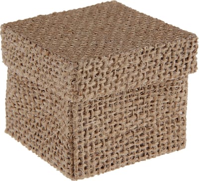 Santex cadeaudoosje Natural - Bruiloft bedankje - 4x stuks - jute - 5 x 5 cm
