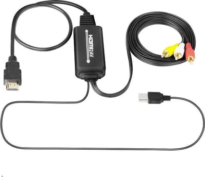 DrPhone PrimeLink - Signaalomzetter - HDMI Tot AV Kabel - 1080p - 1.8M - Geschikt voor Laptop - HDTV - Computer - Zwart
