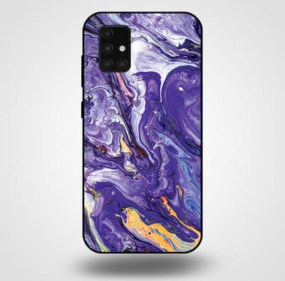 Smartphonica Telefoonhoesje voor Samsung Galaxy A71 5G met marmer opdruk - TPU backcover case marble design - Goud Paars geschikt voor Samsung Galaxy A71 5G