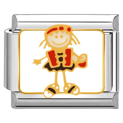 Quiges - Schakel - Bedel - 9mm - charms - Feestje meisje - Geschikt voor - armband - Schakelarmband - italy bedels armband
