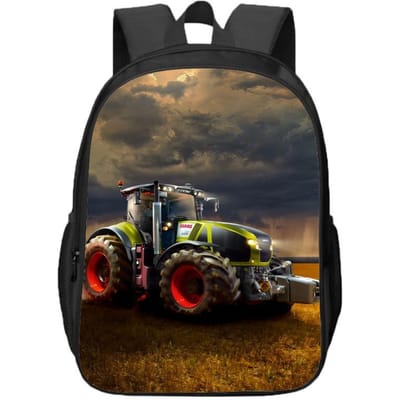 Farming Simulator Dubbellaagse Rugzakken voor Jongens en Meisjes voor Leerlingen van de Basisschool en Middelbare School gray