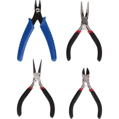 4 Stuks Tangenset Ronde Bek Tang Puntbek Tang Tangenset Gereedschap met Opbergtas voor DIY Knutselen blue