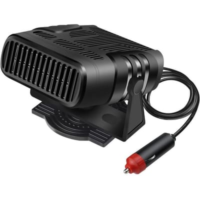 Autoverwarming Draagbare voorruit Snelle verwarming en koeling Ontdooien Ontwaseming Winterwarmer 360 graden rotatie 12V zwart