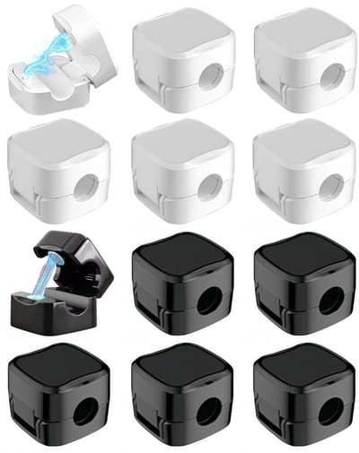 Dailygoods - 12 stuks zelfklevende magnetische kabelhouders voor kabelmanagement - Zwart/Wit