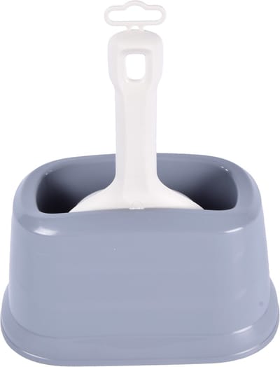 Kattenbak Schep met Houder - Handige Poepschep voor Kattengrit - Licht Grijs & Beige - Recycled Plastic - 27 cm Lang