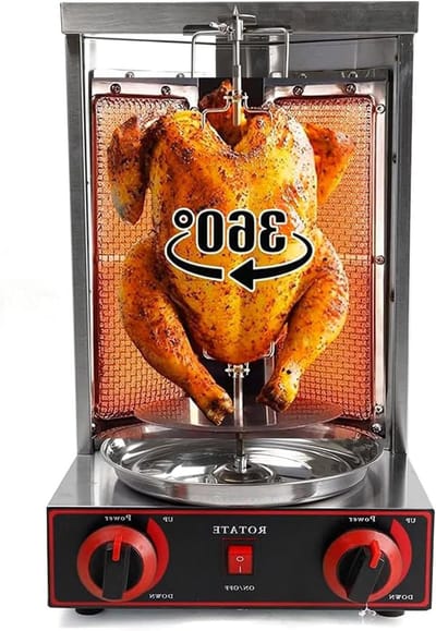Verticale Grill - Draaiende Oven - Vlees Bereiden - 360° Automatische Rotatie - Capaciteit 5.9 kg - Zilver