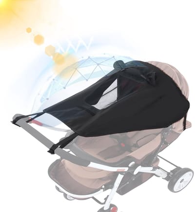 Dailygoods- Parasol UV-bescherming 50+ - Waterdicht - Kinderwagen - Zwart/Grijs/Blauw/Rood - 69x59cm - Aanpasbaar met gespen - Zonnekap