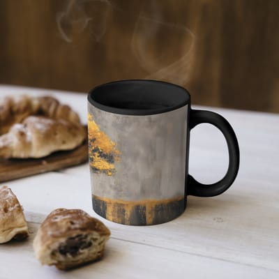 Magische Mok - Foto op Warmte Mokken - Koffiemok - Boom - Bladeren - Goud - Abstract - Magic Mok - Beker - 350 ML - Theemok